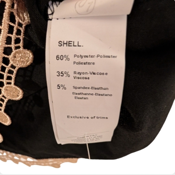 NWT Cupshe Black V-Neck Boho Lace Trim Mini Dress Beach Casual M - Picture 9 of 11